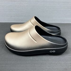 OOFOS OOclooog Luxe Slip On Gold Comfort Mules Clogs Unisex Size EU 38 (M5 / W7)